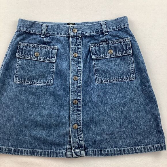 American Eagle Outfitters Denim Mini Skirt Women’s Size 8 Blue Jeans Snap Front - Picture 2 of 15